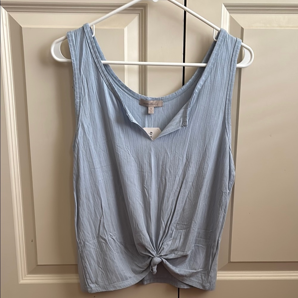 Wonderly Blue Tie Front Tank Top